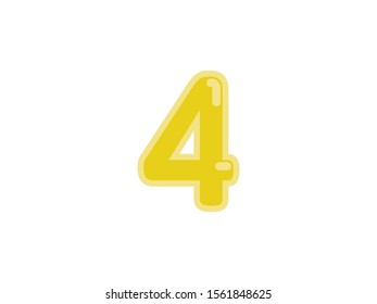 4 four number yellow amber gold marmalade vector jelly glossy bright typography for web holiday event 