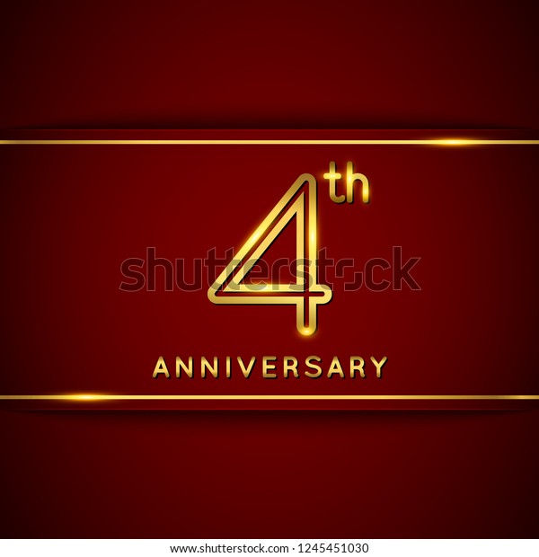 4 Four Years Anniversary Logo Shiny Stock Vector Royalty Free