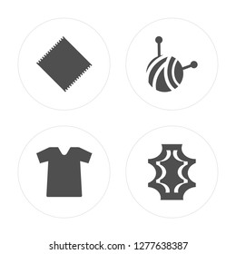 4 Frame, Shirt, Wool, Leather modern icons on round shapes, vector illustration, eps10, trendy icon set.