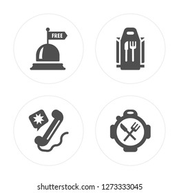 4 Free, Feedback, Package, Cooking modern icons on round shapes, vector illustration, eps10, trendy icon set.