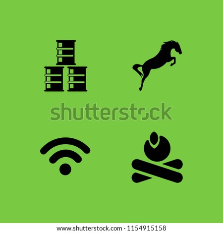 4 free icons in vector set. hobbies and free time, barrel, wi fi and jump illustration for web and graphic design
