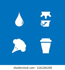 4 freshness icons in vector set. broccoli, drink, milk and drop illustration for web and graphic design