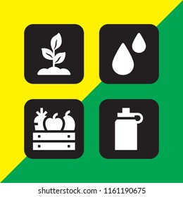 4 freshness icons in vector set. water, fruit and plant illustration for web and graphic design
