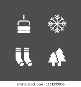 4 frost icons in vector set. chairlift, frozen and winter illustration for web and graphic design