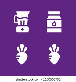 4 fruit icons in vector set. blender, vegetarian and breakfast illustration for web and graphic design