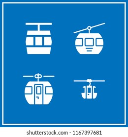 4 funicular vector icon set with cable car cabin icons for mobile and web
