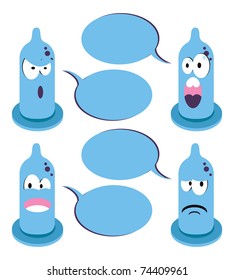 4 funny cartoon condom talking bubble speech