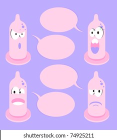 4 funny cartoon condom talking bubble speech