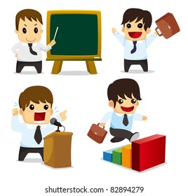 4 funny cartoon office worker set ,icons