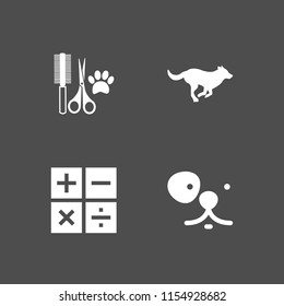 4 funny icons in vector set. dog, paw, pet and sings illustration for web and graphic design