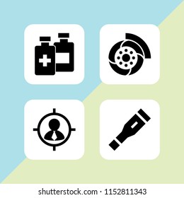 4 future icons in vector set. goal, healthcare and medical, medicine and automobile illustration for web and graphic design