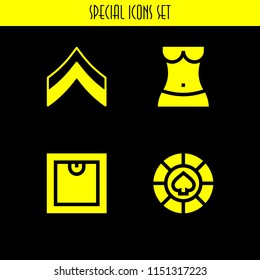 4 game icons in vector set. casino, chevron and sports and competition illustration for web and graphic design