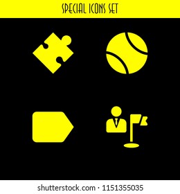 4 game icons in vector set. ball, children, tag and goal illustration for web and graphic design