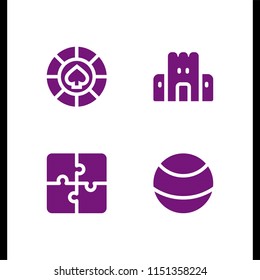 4 game icons in vector set. toy, ball, casino and jigsaw illustration for web and graphic design