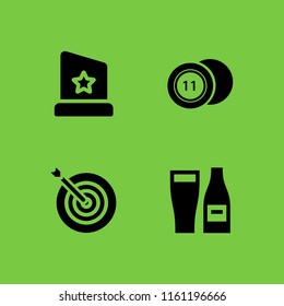 4 game icons in vector set. casino chip with number, award, target and pub illustration for web and graphic design