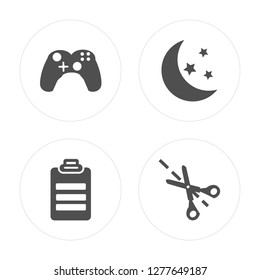 4 Gamepad, Padnote, Moon, Cut modern icons on round shapes, vector illustration, eps10, trendy icon set.