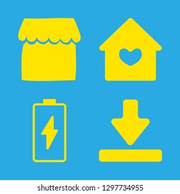 4 garage icons with battery and house in this set