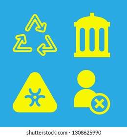 4 garbage icons with spam bin and biohazard in this set