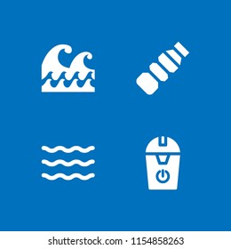 4 garbage icons in vector set. plastic, ocean and trash illustration for web and graphic design