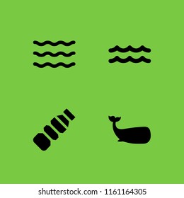 4 garbage icons in vector set. ocean and plastic illustration for web and graphic design
