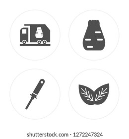 4 Garbage truck cleanin, Tampon Leaf cleanin modern icons on round shapes, vector illustration, eps10, trendy icon set.