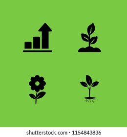 4 gardening icons in vector set. spring, plant, growth and garden illustration for web and graphic design