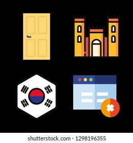 4 gate icons with cancel and door in this set