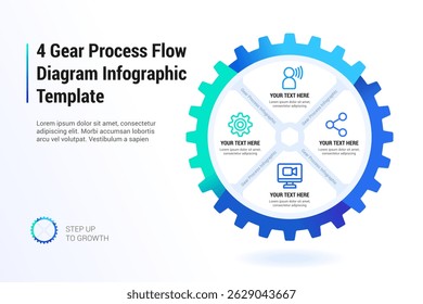 4 Gear Process Flow Diagram Infographic Template Presentation
