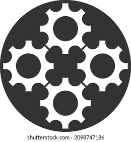 4 Configuración de engranajes icono en el estilo de arte en línea sobre fondo blanco, signo de estilo lineal para el concepto móvil y el diseño web, CogWheel