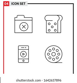 4 General Icons for website design print and mobile apps. 4 Outline Symbols Signs Isolated on White Background. 4 Icon Pack.