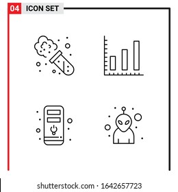 4 General Icons for website design print and mobile apps. 4 Outline Symbols Signs Isolated on White Background. 4 Icon Pack.