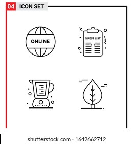 4 General Icons for website design print and mobile apps. 4 Outline Symbols Signs Isolated on White Background. 4 Icon Pack.