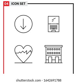 4 General Icons for website design print and mobile apps. 4 Outline Symbols Signs Isolated on White Background. 4 Icon Pack.