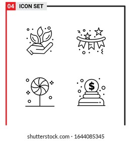 4 General Icons for website design print and mobile apps. 4 Outline Symbols Signs Isolated on White Background. 4 Icon Pack.