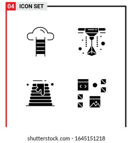 4 Allgemeine Symbole für Webdesign-Druck und mobile Apps. 4 Glyphische Symbole Zeichen einzeln auf weißem Hintergrund. 4 Icon Pack.