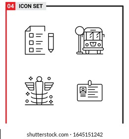 4 Iconos generales para diseño de sitios web, aplicaciones impresas y móviles. 4 Símbolos de esquema Señales aisladas en fondo blanco. Paquete de 4 iconos.