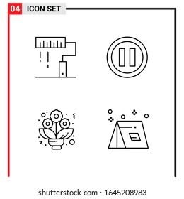 4 General Icons for website design print and mobile apps. 4 Outline Symbols Signs Isolated on White Background. 4 Icon Pack.