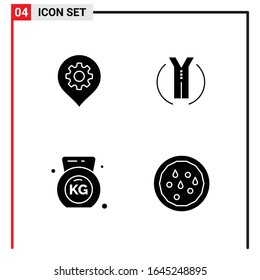 4 General Icons for website design print and mobile apps. 4 Glyph Symbols Signs Isolated on White Background. 4 Icon Pack.