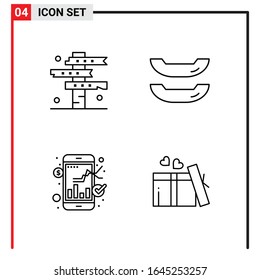 4 Allgemeine Symbole für Webdesign-Druck und mobile Apps. 4 Symbole in Umrissen einzeln auf weißem Hintergrund. 4 Icon Pack.