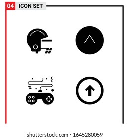 4 General Icons for website design print and mobile apps. 4 Glyph Symbols Signs Isolated on White Background. 4 Icon Pack.