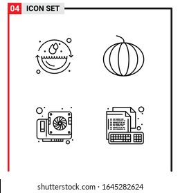 4 General Icons for website design print and mobile apps. 4 Outline Symbols Signs Isolated on White Background. 4 Icon Pack.