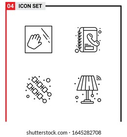 4 General Icons for website design print and mobile apps. 4 Outline Symbols Signs Isolated on White Background. 4 Icon Pack.