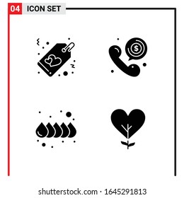 4 General Icons for website design print and mobile apps. 4 Glyph Symbols Signs Isolated on White Background. 4 Icon Pack.