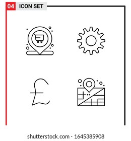 4 General Icons for website design print and mobile apps. 4 Outline Symbols Signs Isolated on White Background. 4 Icon Pack.