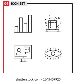 4 General Icons for website design print and mobile apps. 4 Outline Symbols Signs Isolated on White Background. 4 Icon Pack.