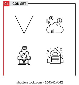 4 Allgemeine Symbole für Webdesign-Druck und mobile Apps. 4 Symbole in Umrissen einzeln auf weißem Hintergrund. 4 Icon Pack.