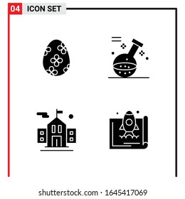 4 General Icons for website design print and mobile apps. 4 Glyph Symbols Signs Isolated on White Background. 4 Icon Pack.