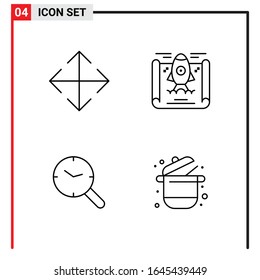4 General Icons for website design print and mobile apps. 4 Outline Symbols Signs Isolated on White Background. 4 Icon Pack.