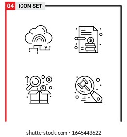 4 General Icons for website design print and mobile apps. 4 Outline Symbols Signs Isolated on White Background. 4 Icon Pack.