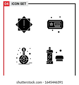 4 Iconos generales para diseño de sitios web, aplicaciones impresas y móviles. 4 Símbolos de glifo carteles aislados en fondo blanco. Paquete de 4 iconos.